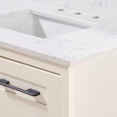 Altair Trento 37. in Engineered Stone Vanity Top in Aosta White with White Sink