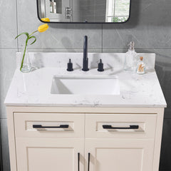 Altair Trento 37. in Engineered Stone Vanity Top in Aosta White with White Sink