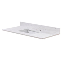 Altair 43. in Engineered Stone Vanity Top in Aosta White with White Sink