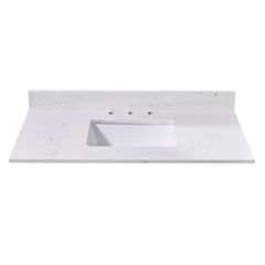 Altair 43. in Engineered Stone Vanity Top in Aosta White with White Sink