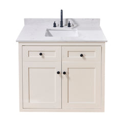 Altair 43. in Engineered Stone Vanity Top in Aosta White with White Sink