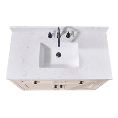 Altair 43. in Engineered Stone Vanity Top in Aosta White with White Sink