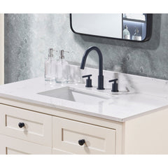 Altair 43. in Engineered Stone Vanity Top in Aosta White with White Sink