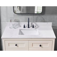 Altair 43. in Engineered Stone Vanity Top in Aosta White with White Sink