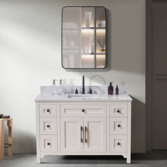 Altair Trento 49. in Engineered Stone Vanity Top in Aosta White with White Sink