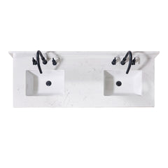 Altair 61. in Engineered Stone Vanity Top in Aosta White with Double White Sink