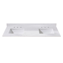Altair 61. in Engineered Stone Vanity Top in Aosta White with Double White Sink
