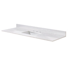 Altair 61. in Engineered Stone Vanity Top in Aosta White with Single White Sink