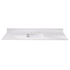 Altair 61. in Engineered Stone Vanity Top in Aosta White with Single White Sink