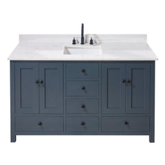 Altair 61. in Engineered Stone Vanity Top in Aosta White with Single White Sink