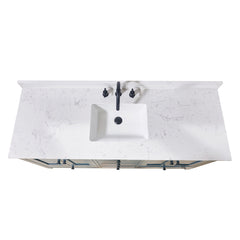 Altair 61. in Engineered Stone Vanity Top in Aosta White with Single White Sink