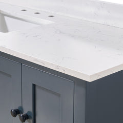 Altair 61. in Engineered Stone Vanity Top in Aosta White with Single White Sink