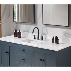 Altair 61. in Engineered Stone Vanity Top in Aosta White with Single White Sink