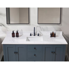 Altair 61. in Engineered Stone Vanity Top in Aosta White with Single White Sink