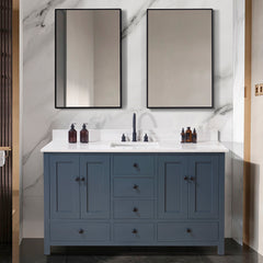 Altair 61. in Engineered Stone Vanity Top in Aosta White with Single White Sink