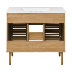 Swiss Madison Bron 36" Freestanding Bathroom Vanity in Golden Oak with 3-Hole Widespread Sink Top - SM-BV374-3