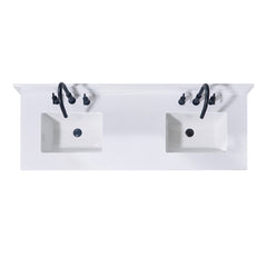 Altair Andalo 61. in Engineered Stone Vanity Top in Snow White with Double White Sink