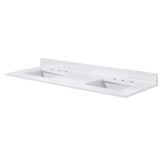 Altair Andalo 61. in Engineered Stone Vanity Top in Snow White with Double White Sink