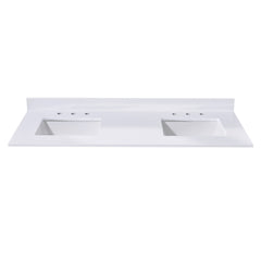 Altair Andalo 61. in Engineered Stone Vanity Top in Snow White with Double White Sink