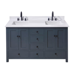 Altair Andalo 61. in Engineered Stone Vanity Top in Snow White with Double White Sink