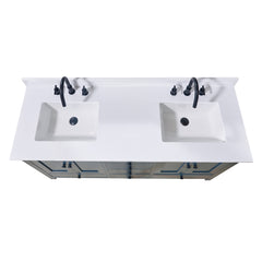 Altair Andalo 61. in Engineered Stone Vanity Top in Snow White with Double White Sink