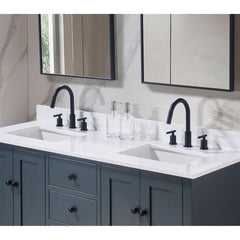 Altair Andalo 61. in Engineered Stone Vanity Top in Snow White with Double White Sink