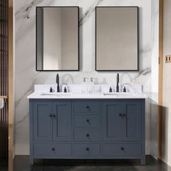 Altair Andalo 61. in Engineered Stone Vanity Top in Snow White with Double White Sink