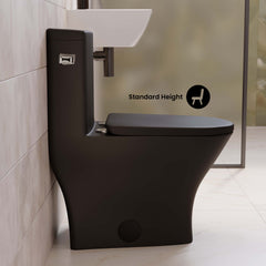 Swiss Madison Sublime II One-Piece 12" Rough-in 1.28 GPF Left Flush Round Compact Toilet in Matte Black - SM-1T260MB