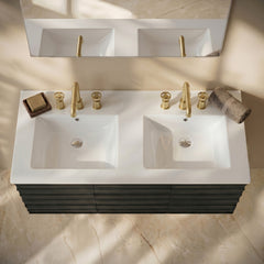 Swiss Madison 48" 3-Hole Widespread Double Basin Vanity Sink Top in Glossy White - SM-VT349-3