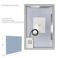 Altair Cassano Rectangle 40" Frameless Modern Bathroom/Vanity LED Lighted Wall Mirror