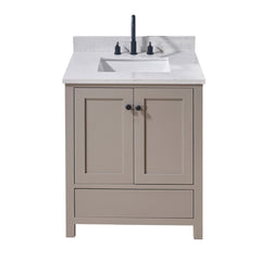 Altair 31. in Engineered Stone Vanity Top in Aosta White with White Sink