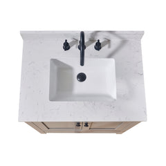 Altair 31. in Engineered Stone Vanity Top in Aosta White with White Sink