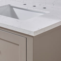 Altair 31. in Engineered Stone Vanity Top in Aosta White with White Sink