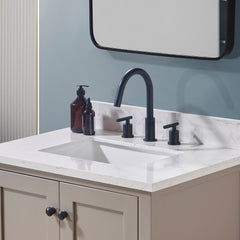Altair 31. in Engineered Stone Vanity Top in Aosta White with White Sink