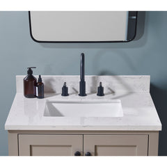 Altair 31. in Engineered Stone Vanity Top in Aosta White with White Sink