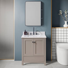Altair 31. in Engineered Stone Vanity Top in Aosta White with White Sink