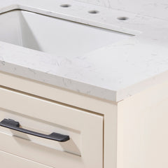 Altair Oderzo 37. in Engineered Stone Vanity Top in Aosta White with White Sink