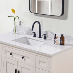 Altair Oderzo 49. in Engineered Stone Vanity Top in Aosta White with White Sink