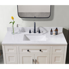 Altair Oderzo 49. in Engineered Stone Vanity Top in Aosta White with White Sink
