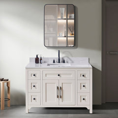 Altair Oderzo 49. in Engineered Stone Vanity Top in Aosta White with White Sink