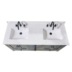 Altair 61. in Engineered Stone Vanity Top in Aosta White with White Sink