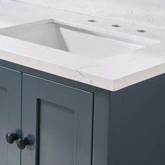 Altair 61. in Engineered Stone Vanity Top in Aosta White with White Sink