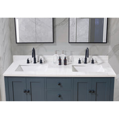 Altair 61. in Engineered Stone Vanity Top in Aosta White with White Sink