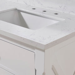 Altair Oderzo 73. in Engineered Stone Vanity Top in Aosta White with White Sink