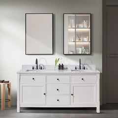 Altair Oderzo 73. in Engineered Stone Vanity Top in Aosta White with White Sink