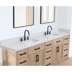Altair Oderzo 84. in Engineered Stone Vanity Top in Aosta White with White Sink