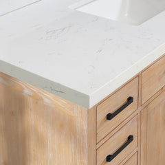 Altair Oderzo 84. in Engineered Stone Vanity Top in Aosta White with White Sink