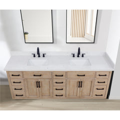 Altair Oderzo 84. in Engineered Stone Vanity Top in Aosta White with White Sink