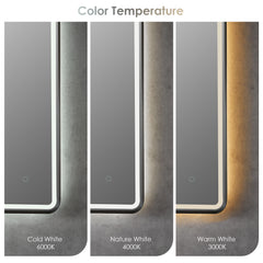 Altair Viaggi Rectangle 48" Framed Modern Bathroom/Vanity LED Lighted Wall Mirror