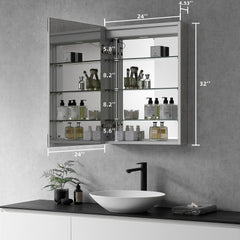Altair Catola Rectangle 24" Frameless Surface-Mount/Recessed LED Lighted Bathroom Medicine Cabinet